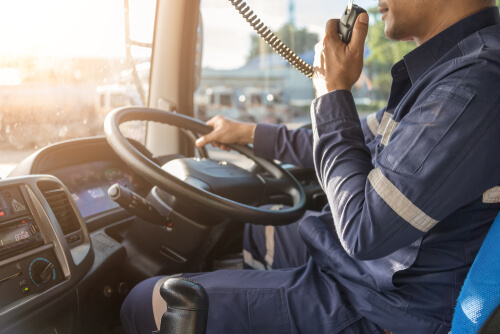 truck driver using radio